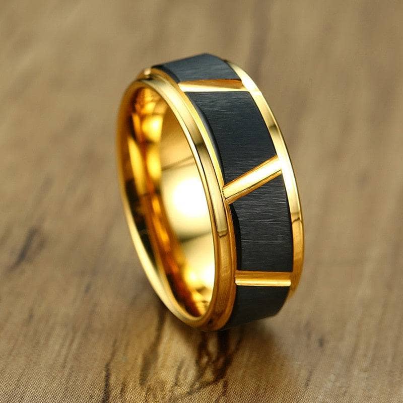 Men's 8mm Tungsten Carbide Luxury Wedding Band-Black Diamonds New York