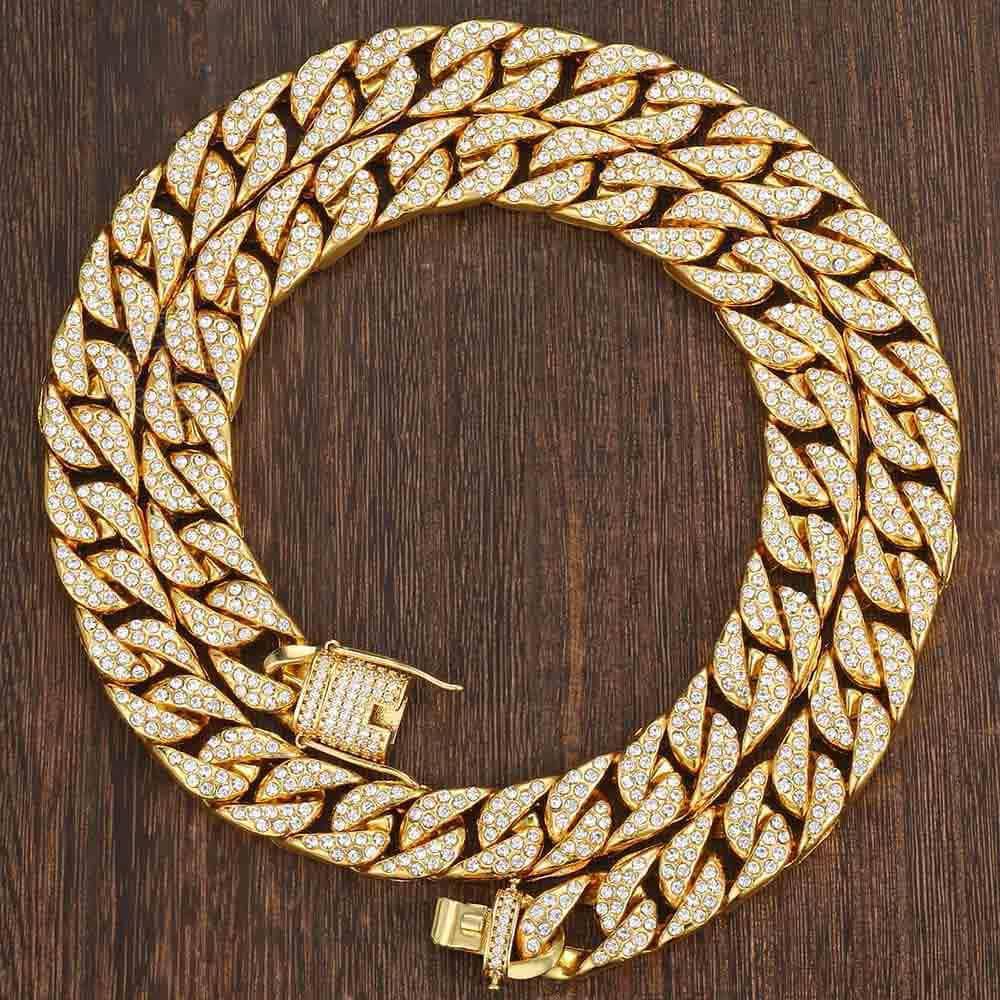 New Men's Diamond Cuban Link Miami NECKLACE BRASS High Quality. on sale *DOES NOT FADE*