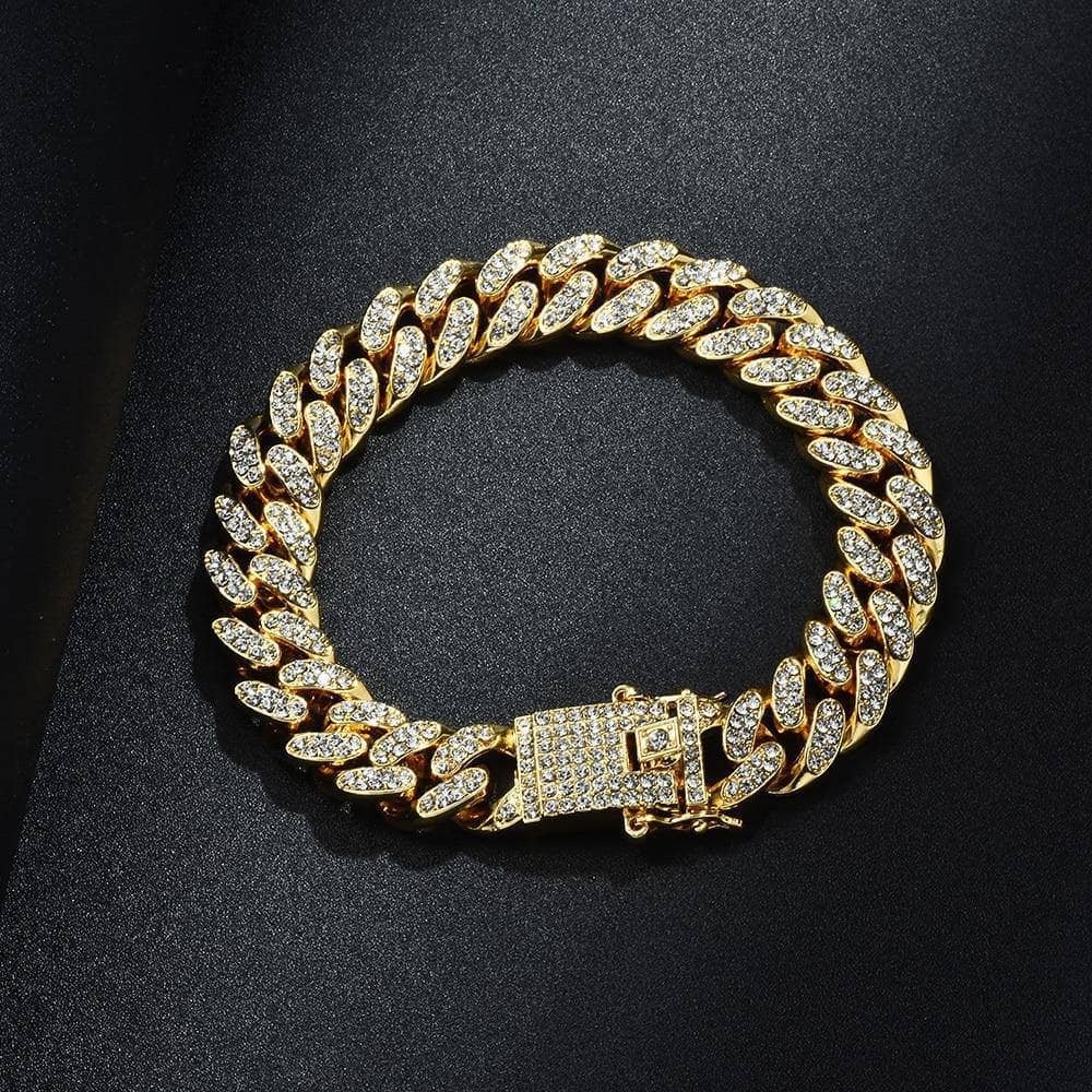 Miami Cuban Bling Iced Out Full AAA Crystal Pave Bracelet With Butterfly Link Chain Hip-Hop Bracelets-Black Diamonds New York