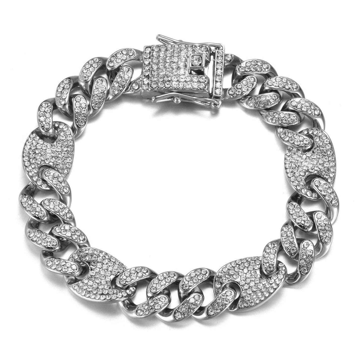 Miami Cuban Bling Iced Out Full AAA Crystal Pave Bracelet With Butterfly Link Chain Hip-Hop Bracelets-Black Diamonds New York