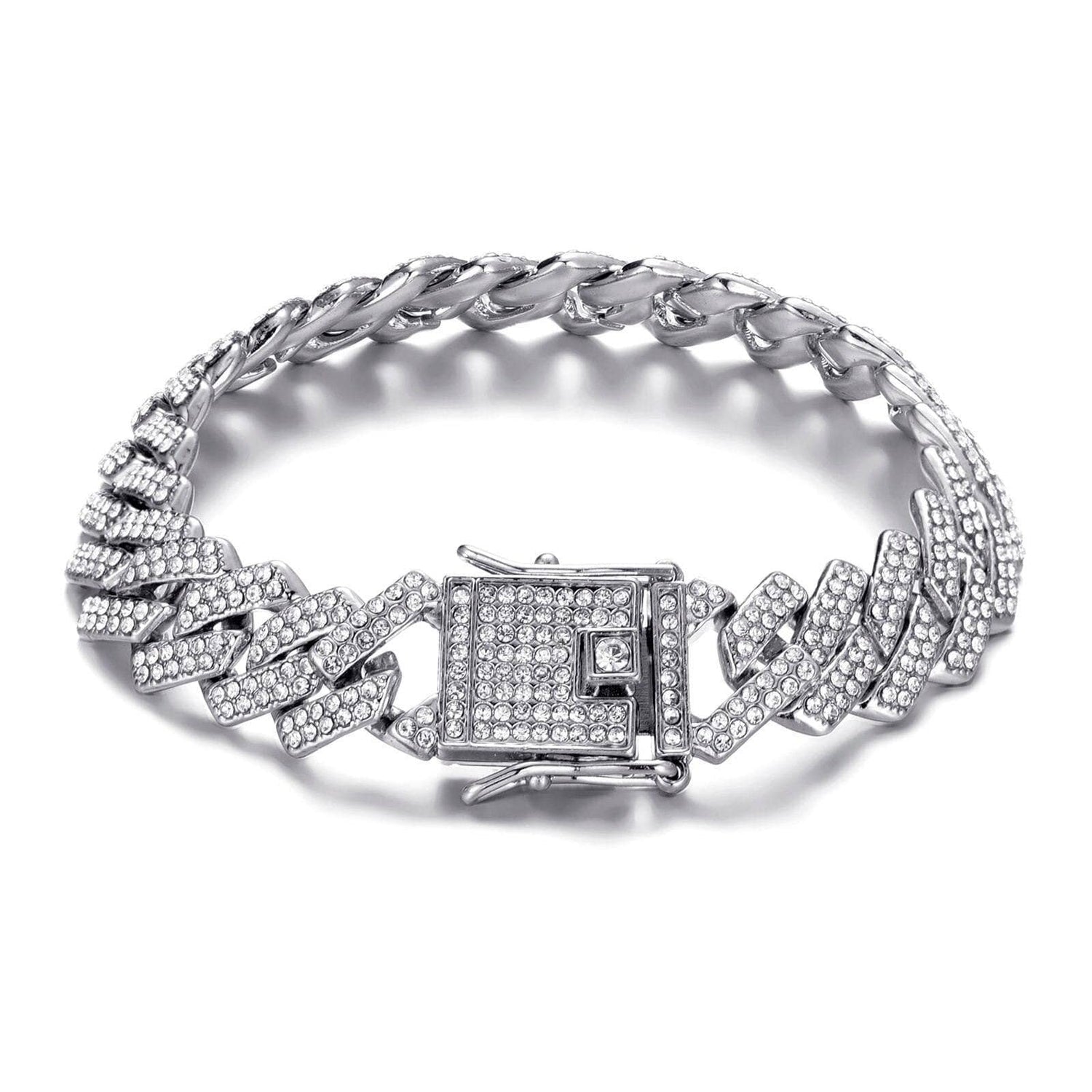 Miami Cuban Bling Iced Out Full AAA Crystal Pave Bracelet With Butterfly Link Chain Hip-Hop Bracelets-Black Diamonds New York