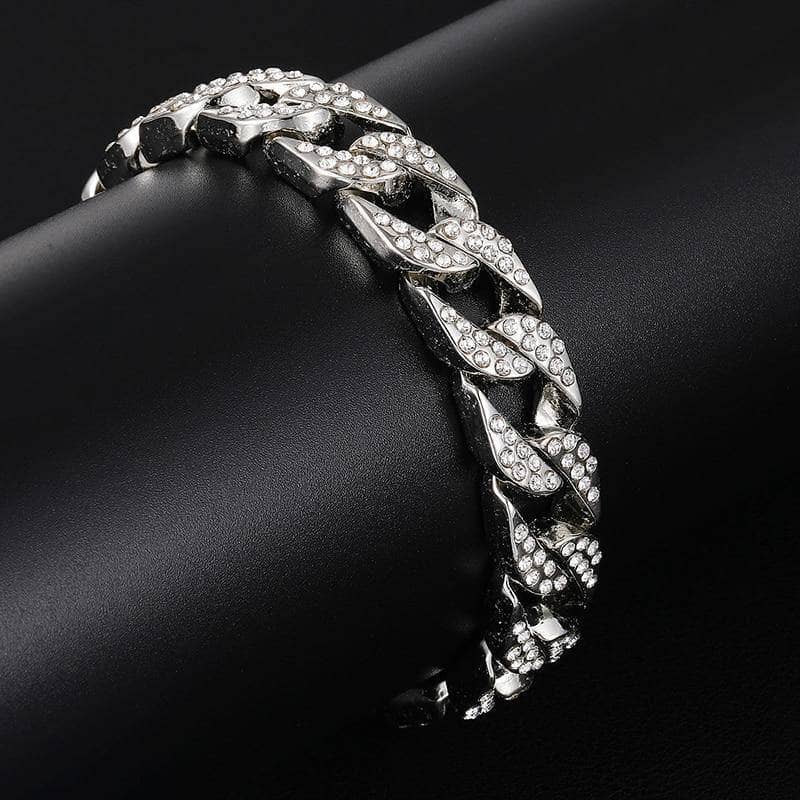 Miami Cuban Bling Iced Out Full AAA Crystal Pave Bracelet With Butterfly Link Chain Hip-Hop Bracelets-Black Diamonds New York