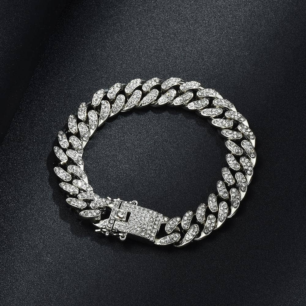 Miami Cuban Bling Iced Out Full AAA Crystal Pave Bracelet With Butterfly Link Chain Hip-Hop Bracelets-Black Diamonds New York