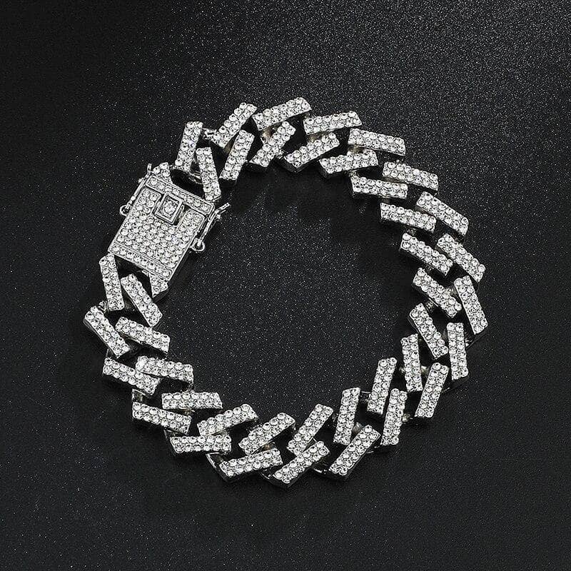 Miami Cuban Bling Iced Out Full AAA Crystal Pave Bracelet With Butterfly Link Chain Hip-Hop Bracelets-Black Diamonds New York