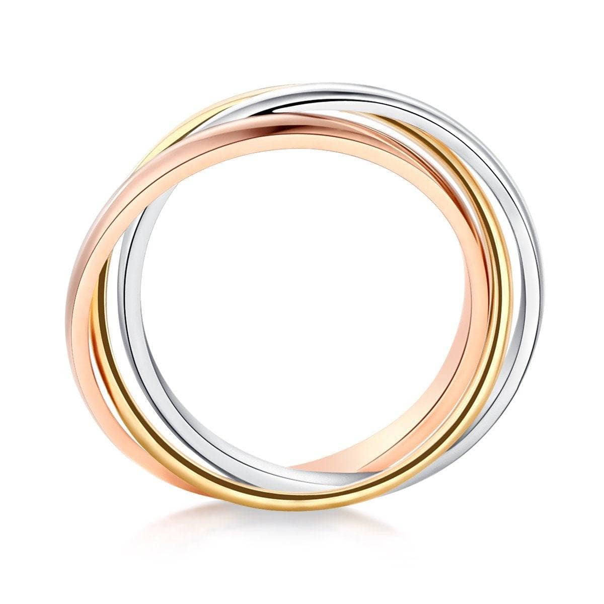 Multi-Tone 14K White, Rose, Yellow Gold Ring Entwined-Black Diamonds New York