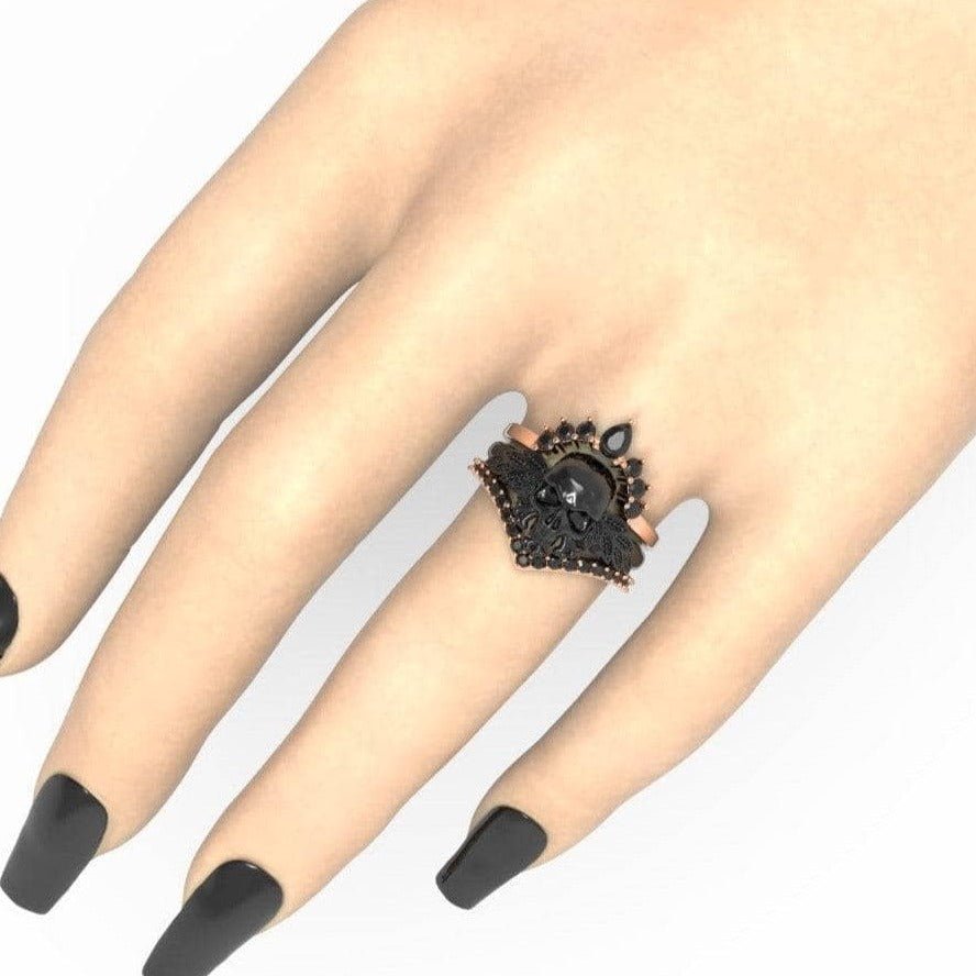 Black Rose Glitter Ring Black Flower Glitter Jewelry 