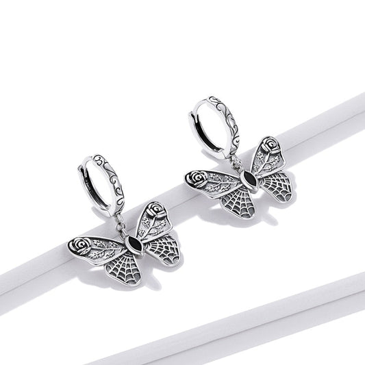 Mysterious Rose Butterfly & Coffin Gothic Earrings-Black Diamonds New York