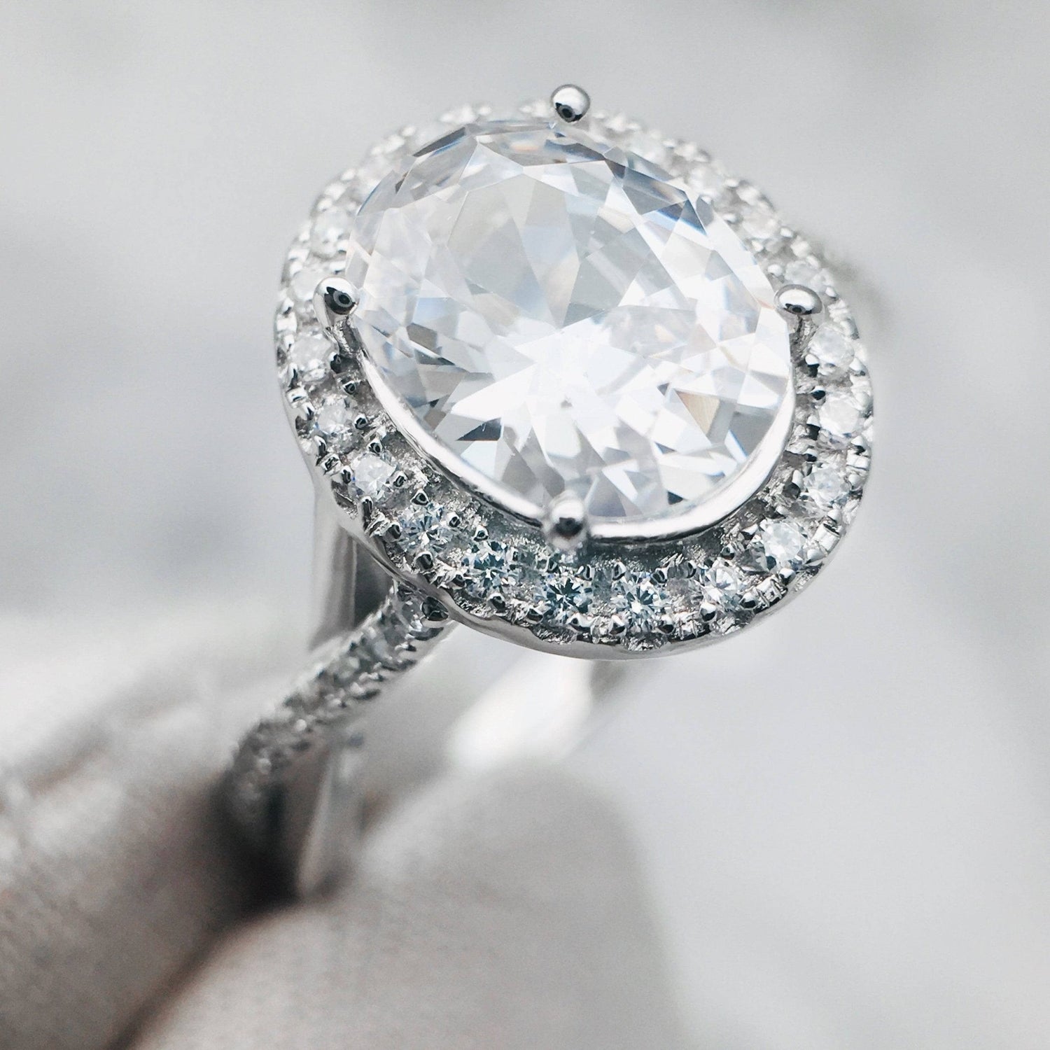 Oval Cut Diamond Antique Halo Engagement Ring-Black Diamonds New York