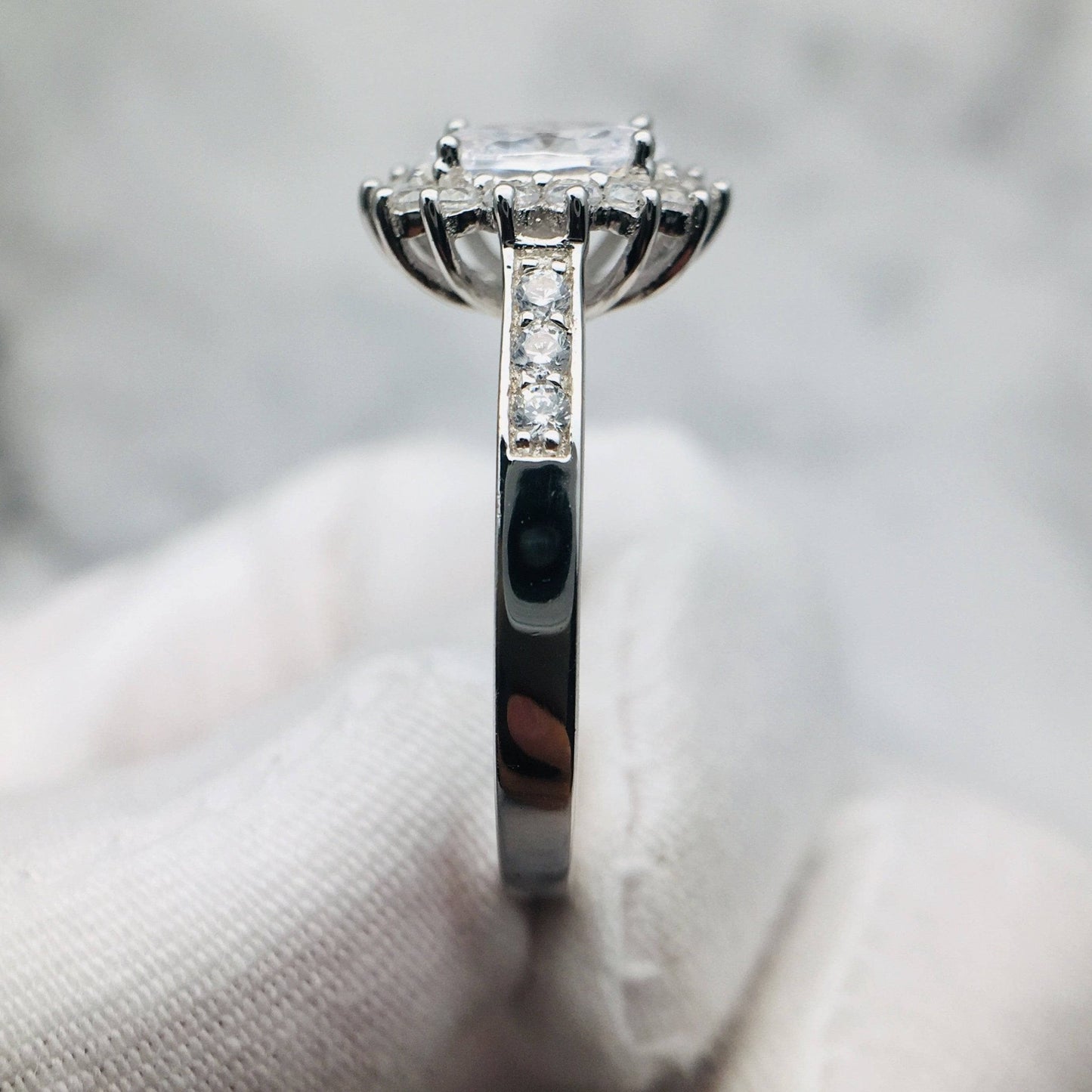 Oval Cut Diamond Halo Art Deco Vintage Engagement Ring-Black Diamonds New York