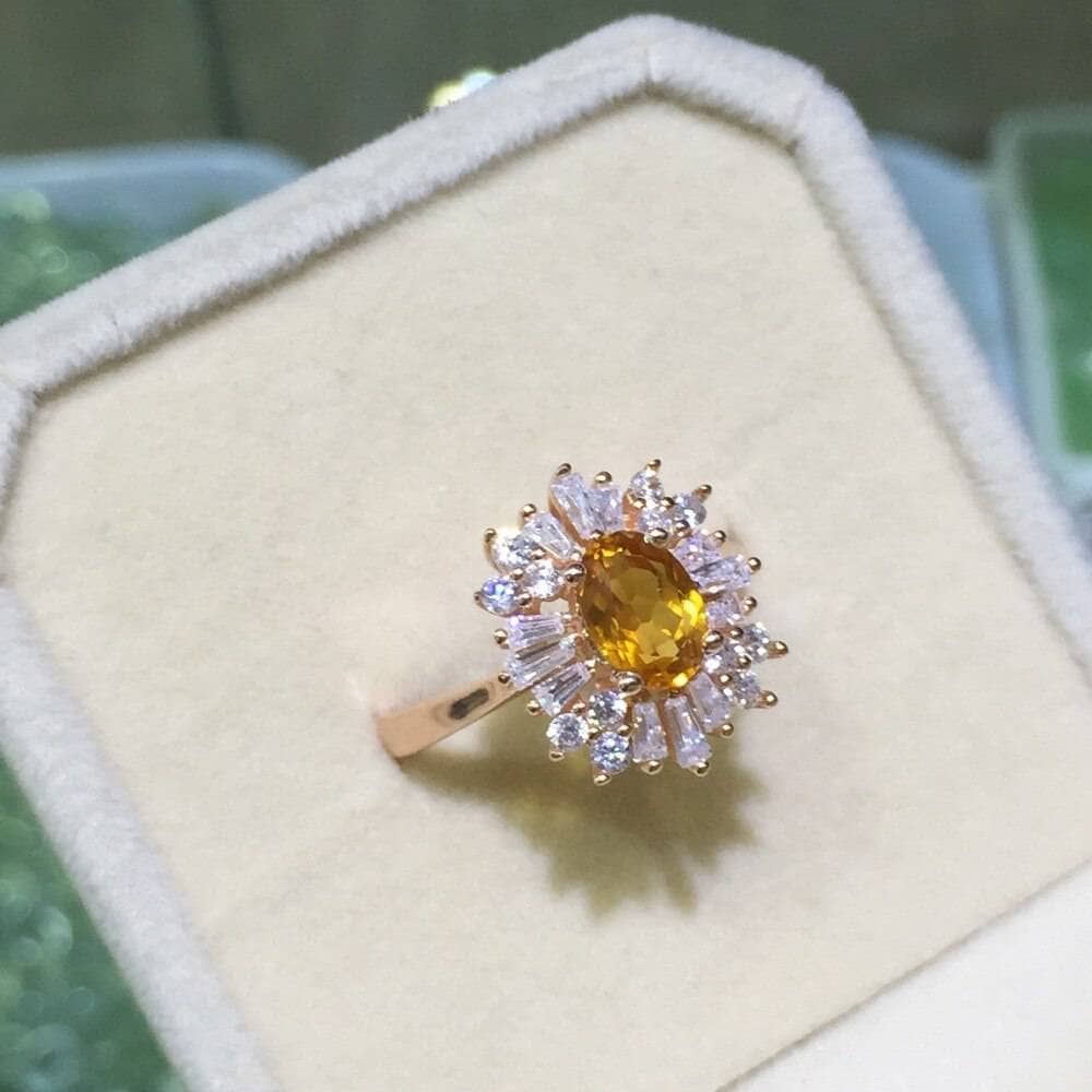 14K November Chrysanthemum Citrine Flower Ring – Tippy Taste Jewelry