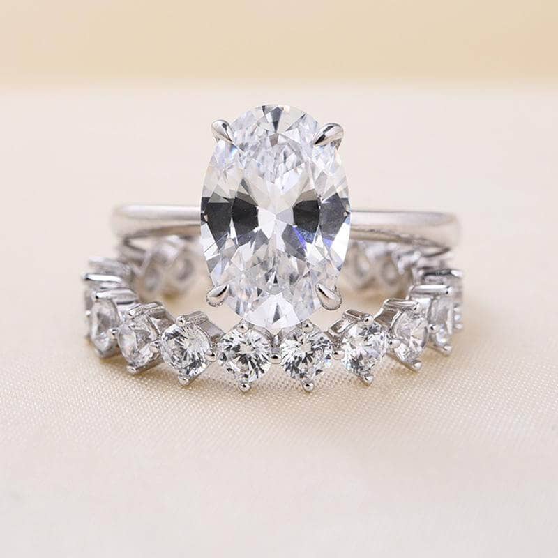 Oval Cut Simulated Diamond Solitaire Wedding Set-Black Diamonds New York