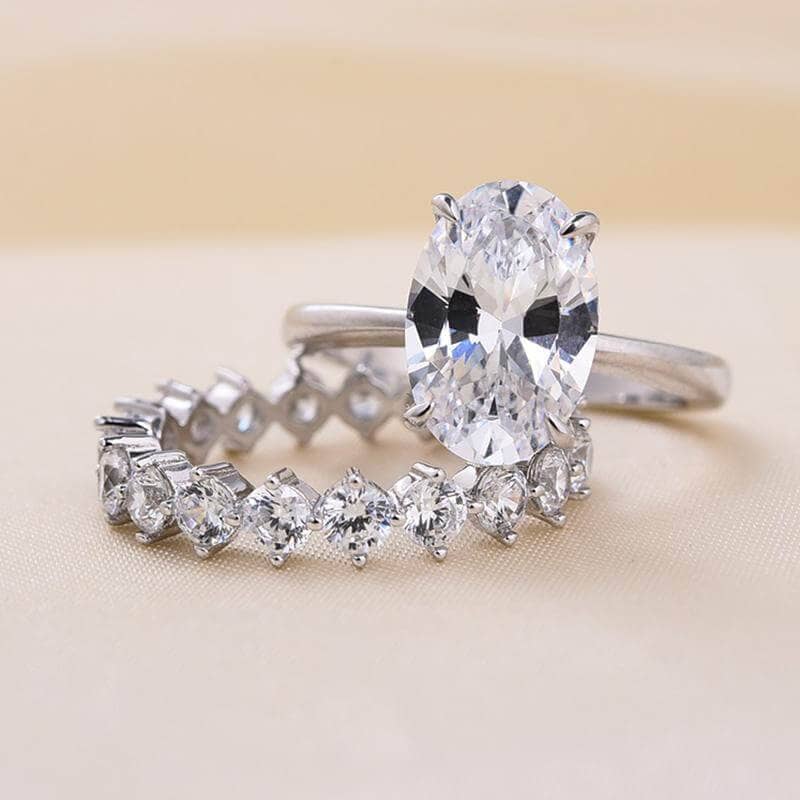 Oval Cut Simulated Diamond Solitaire Wedding Set-Black Diamonds New York