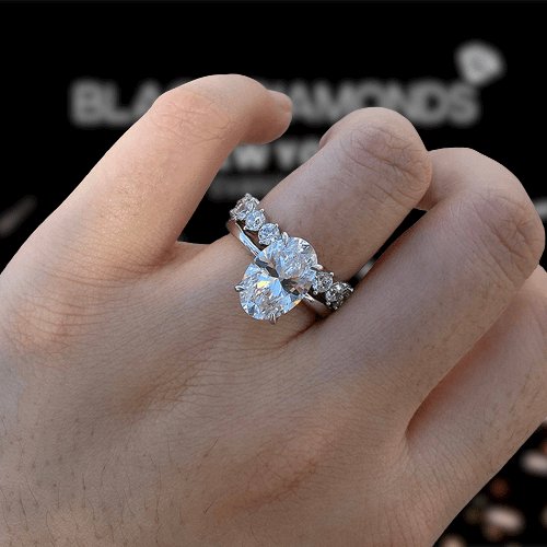 Oval Cut Simulated Diamond Solitaire Wedding Set-Black Diamonds New York
