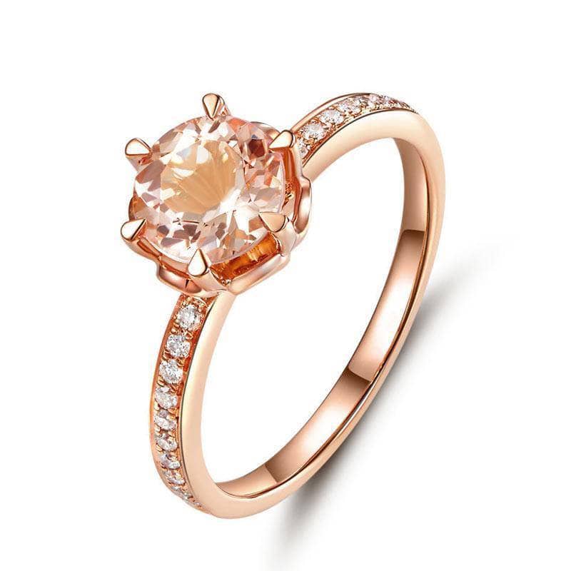 Peach Morganite Natural Diamonds 14K Rose Gold Ring-Black Diamonds New York