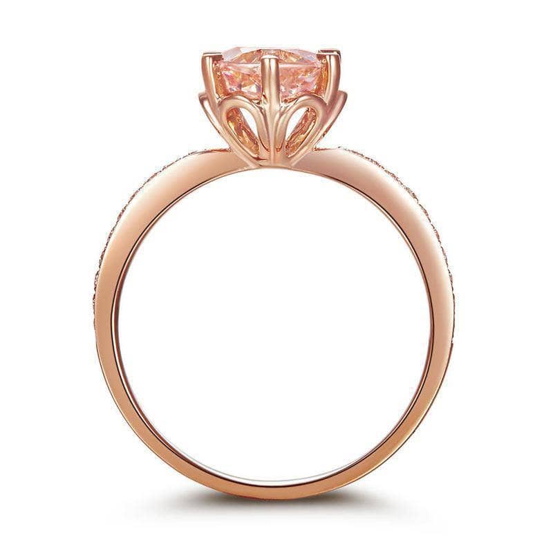 Peach Morganite Natural Diamonds 14K Rose Gold Ring-Black Diamonds New York