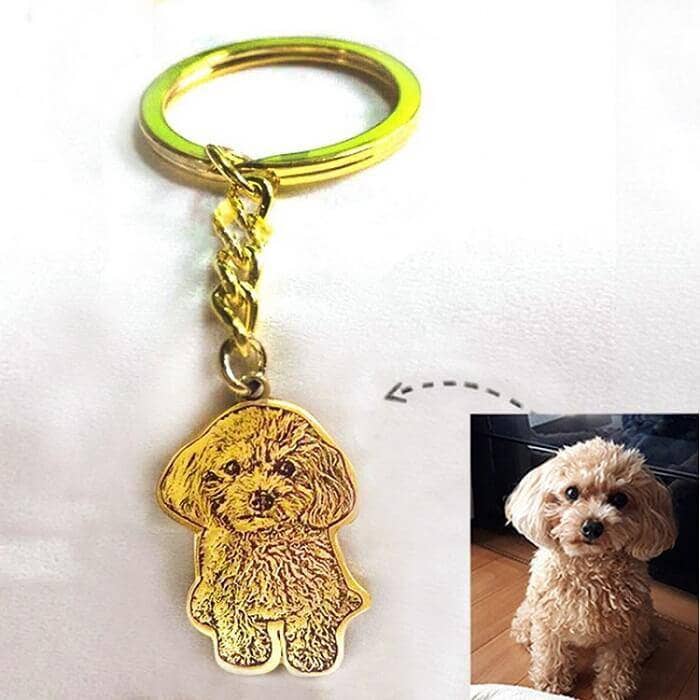 Poodle Keyring, Gold plated keychain, Key ring with a dog, Solid key pendant, Gift high quality Box available