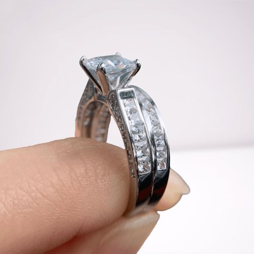 Princess Cut Created Diamond Classic Engagement Ring-Black Diamonds New York