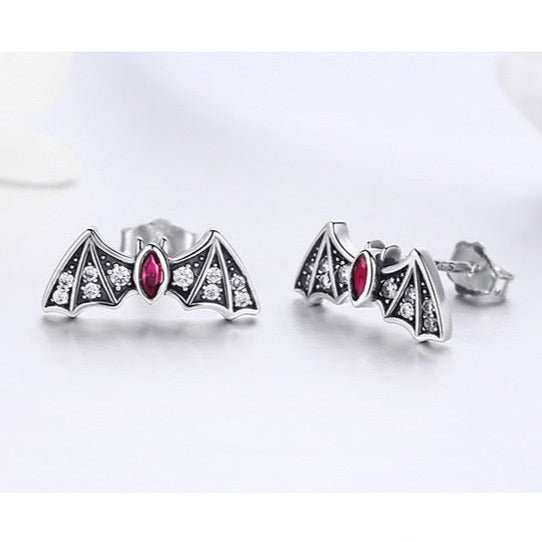 Punk Created Diamond Bat Stud Earrings-Black Diamonds New York