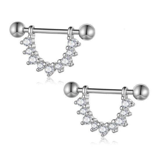 Punk Diamond U-Shaped Screw Earrings-Black Diamonds New York