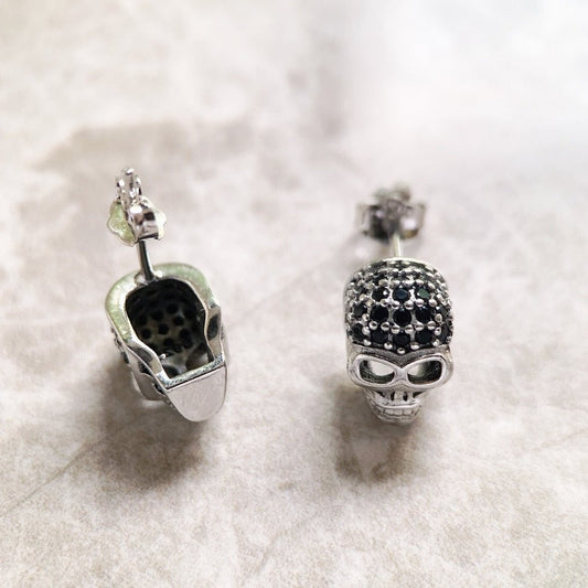 Punk Skull Created Diamond Stud Earrings-Black Diamonds New York