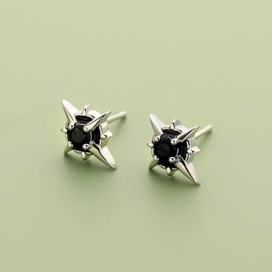 Punk Star Stud Earrings-Black Diamonds New York