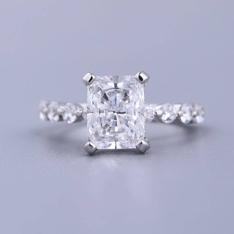 Radiant Cut Simulated Diamond Engagement Ring-Black Diamonds New York