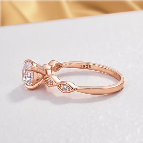 Rose Gold 1.0 ct Round Cut Diamond Promise Ring-Black Diamonds New York