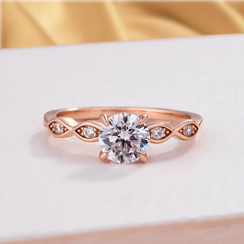 Rose Gold 1.0 ct Round Cut Diamond Promise Ring-Black Diamonds New York