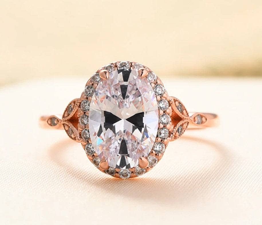 Rose Gold 2.0 Carat Oval Cut Engagement Ring-Black Diamonds New York