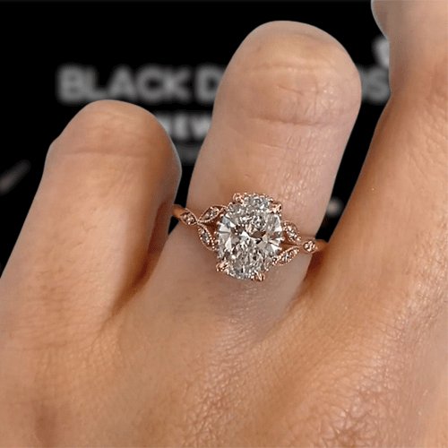 Rose Gold 2.0 Carat Oval Cut Engagement Ring-Black Diamonds New York