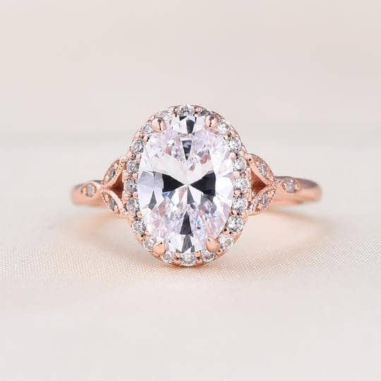 Rose Gold 2.0ct Oval Cut Women's Wedding Set-Black Diamonds New York