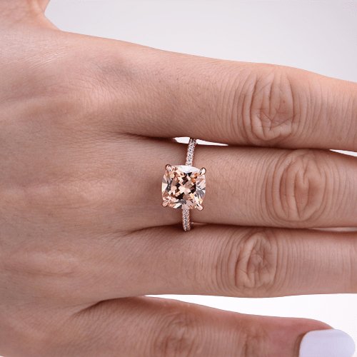 Rose Gold 3.5ct Champagne Stone Cushion Cut Engagement Ring-Black Diamonds New York