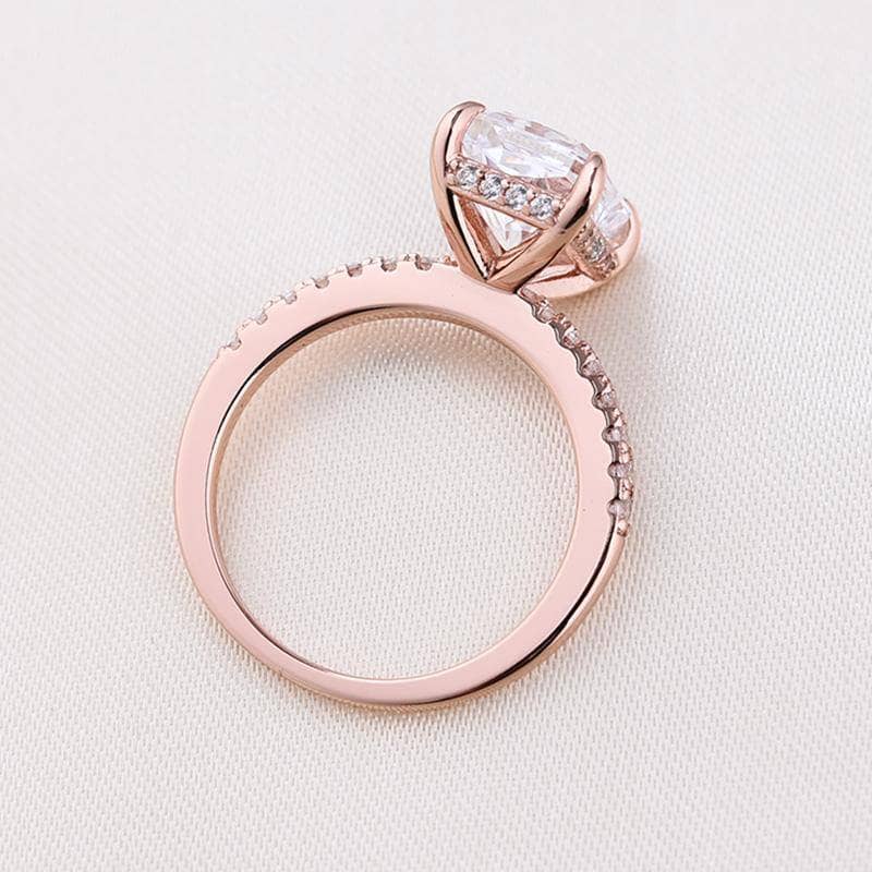 Rose Gold 3.5ct Radiant Cut Wedding Ring Set-Black Diamonds New York