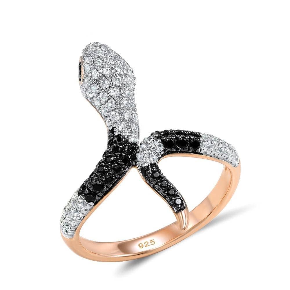 Rose Gold Black Spinel with EVN Stone Snake Ring from Black