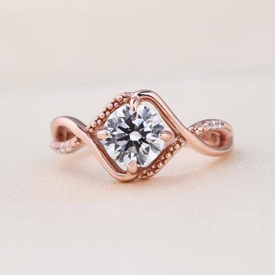 Rose Gold Classic 1.0ct Round Cut Wedding Set-Black Diamonds New York