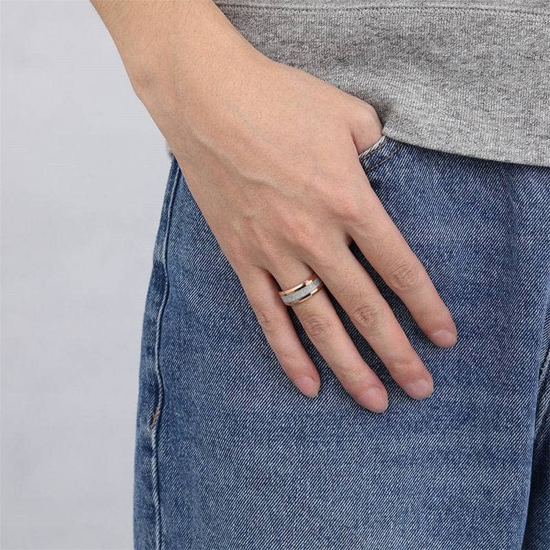 Rose Gold Matte Tungsten Men s Wedding Band