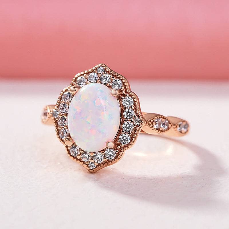 Rose Gold Oval Cut Moonstone Engagement Ring-Black Diamonds New York