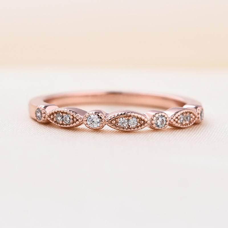 Rose Gold Round Cut Champagne Sapphire Art Deco Wedding Ring Set-Black Diamonds New York