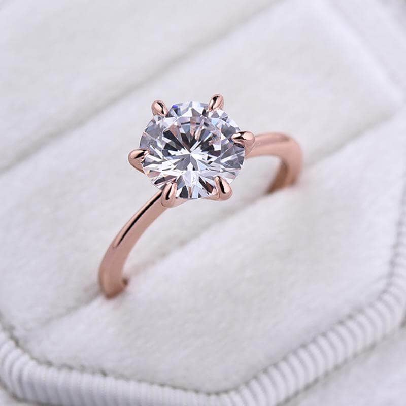 Rose Gold Round Cut Solitaire Engagement Ring-Black Diamonds New York