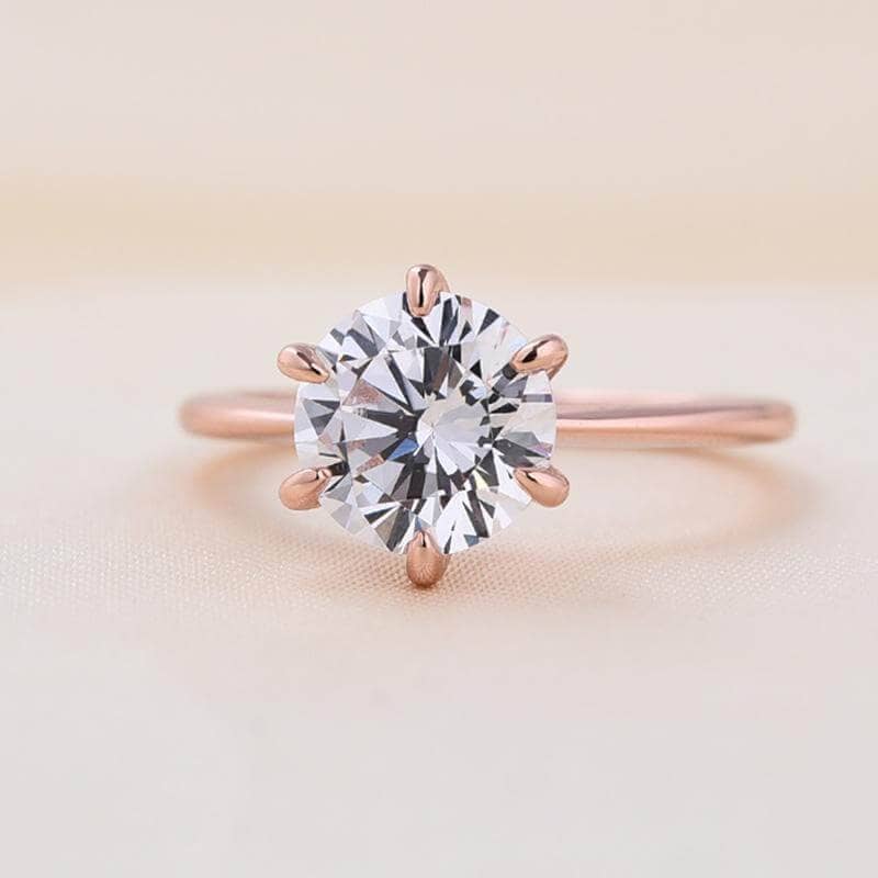 Rose Gold Round Cut Solitaire Engagement Ring-Black Diamonds New York