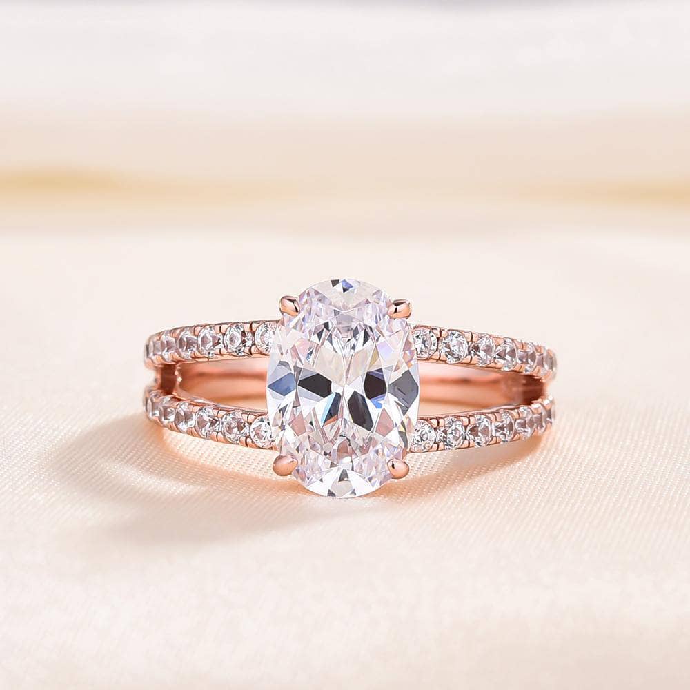 Rose Gold Split Shank Oval Cut Engagement Ring