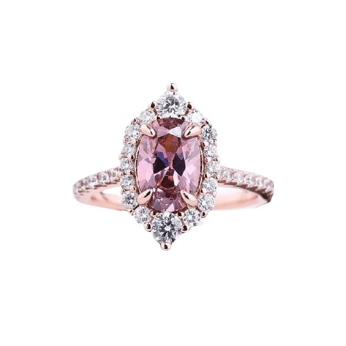 Rose Gold Synthetic Morganite Oval Cut Engagement Ring from Black ...