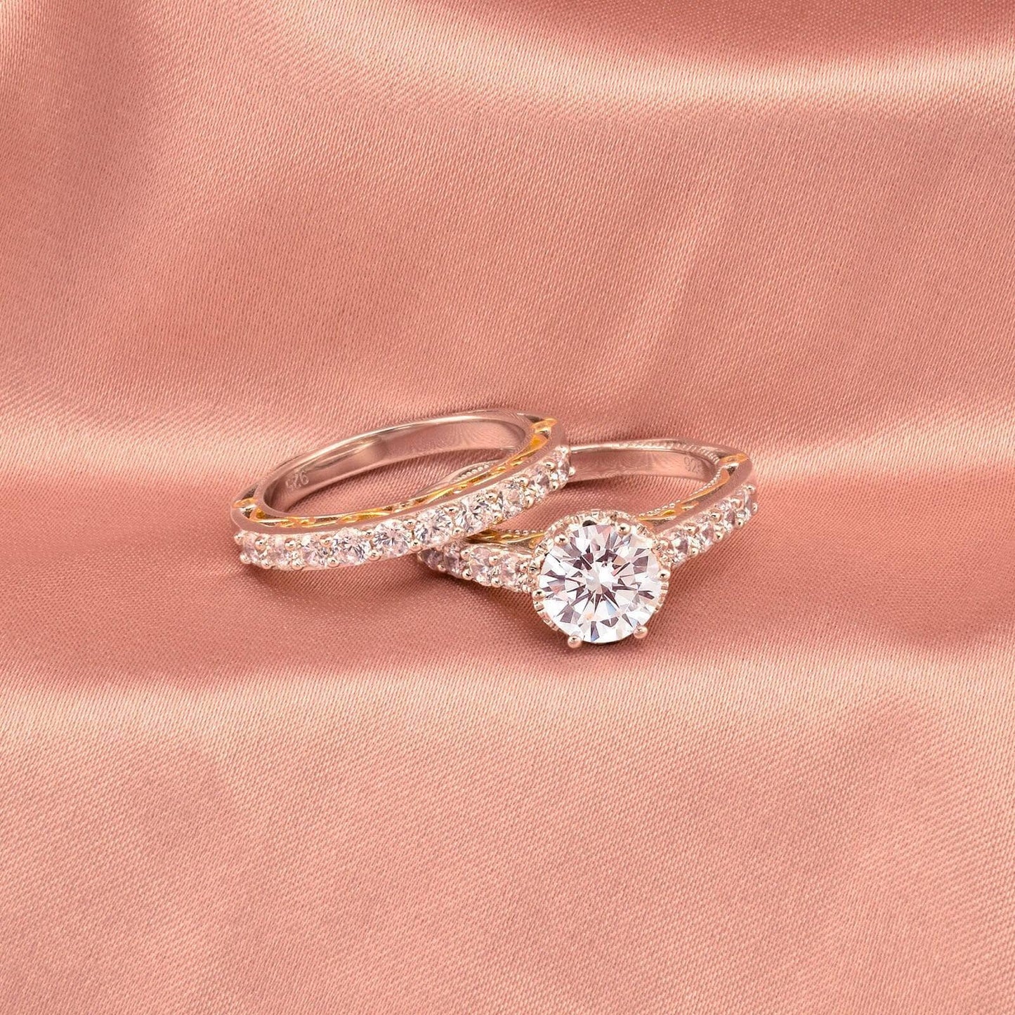 Round Cut Created Diamond Yellow Gold Accent Engagement Ring-Black Diamonds New York