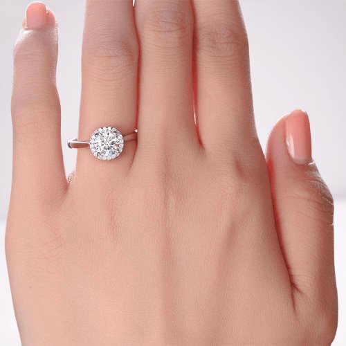 Round Cut Halo Promise Ring - Black Diamonds New York-Black Diamonds New York