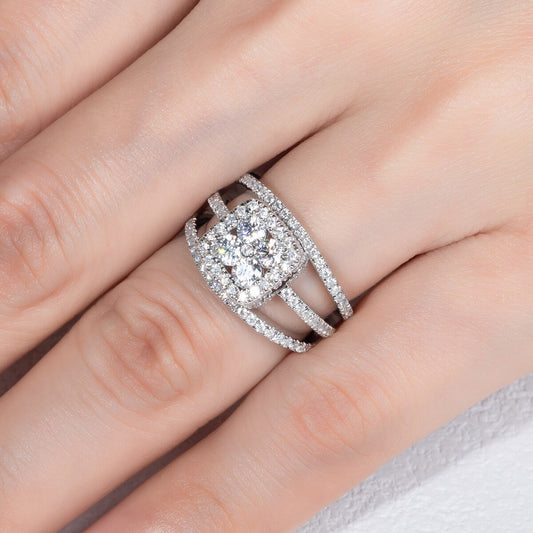Round Cut Diamond Split Band Engagement Ring-Black Diamonds New York