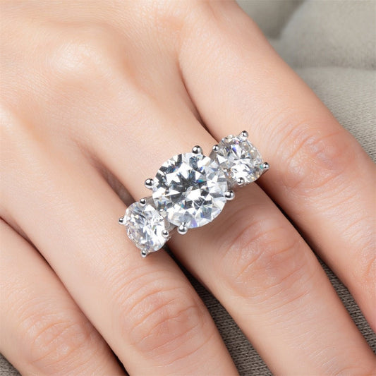 Round Cut Diamond Three Stone Engagement Ring-Black Diamonds New York