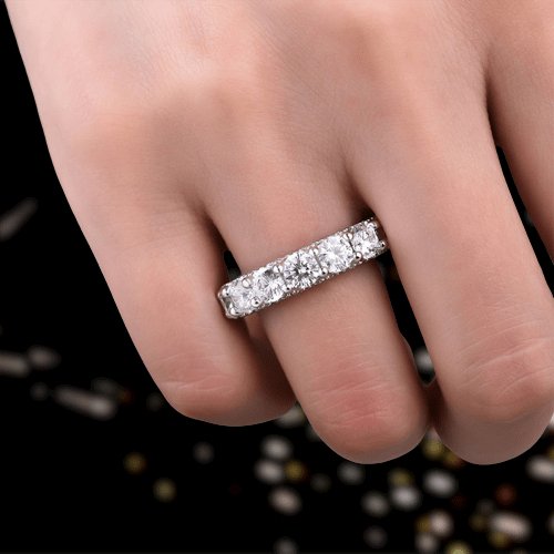 Round Cut Simulated Diamond Wedding Band In White Gold-Black Diamonds New York