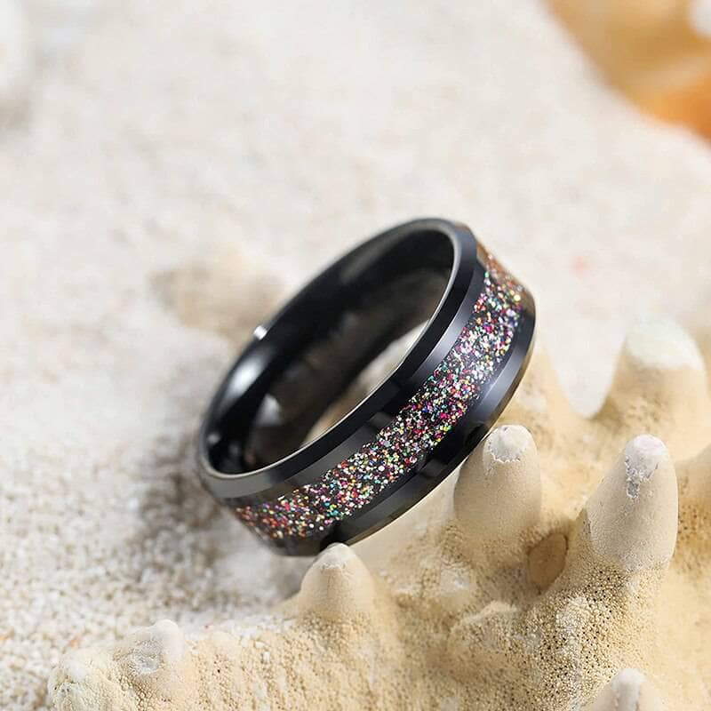 NEW Mens 2024 8mm Inlay Wedding Band