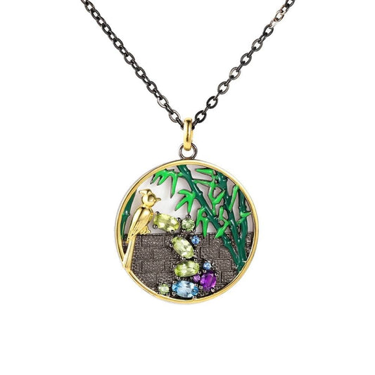 Secret Garden Enamel Necklace-Black Diamonds New York