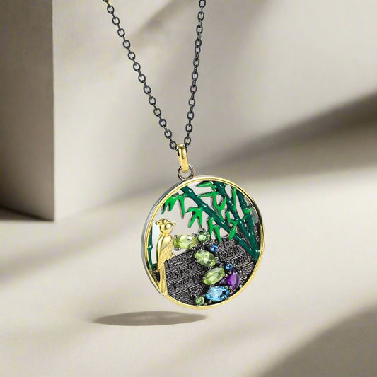 Secret Garden Enamel Necklace-Black Diamonds New York